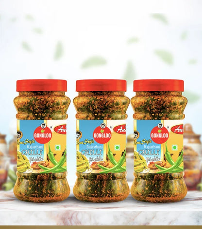 Rajasthani Green Chilli Pickle(300 gm) (Pack of 3)