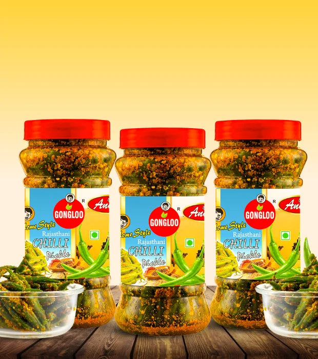 Rajasthani Green Chilli Pickle(300 gm) (Pack of 3)