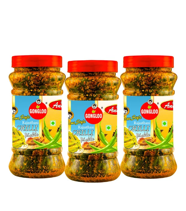 Rajasthani Green Chilli Pickle(300 gm) (Pack of 3)